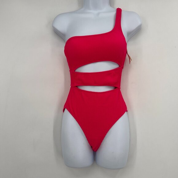 aerie Other - Aerie One-Shoulder Cutout One-Piece Swimsuit Hot Pink XS NWT